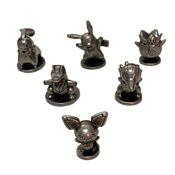 Monopoly Pokemon Johto Edition Metal Tokens Complete Set of 6 Silver Tone Hasbro - Picture 1 of 4